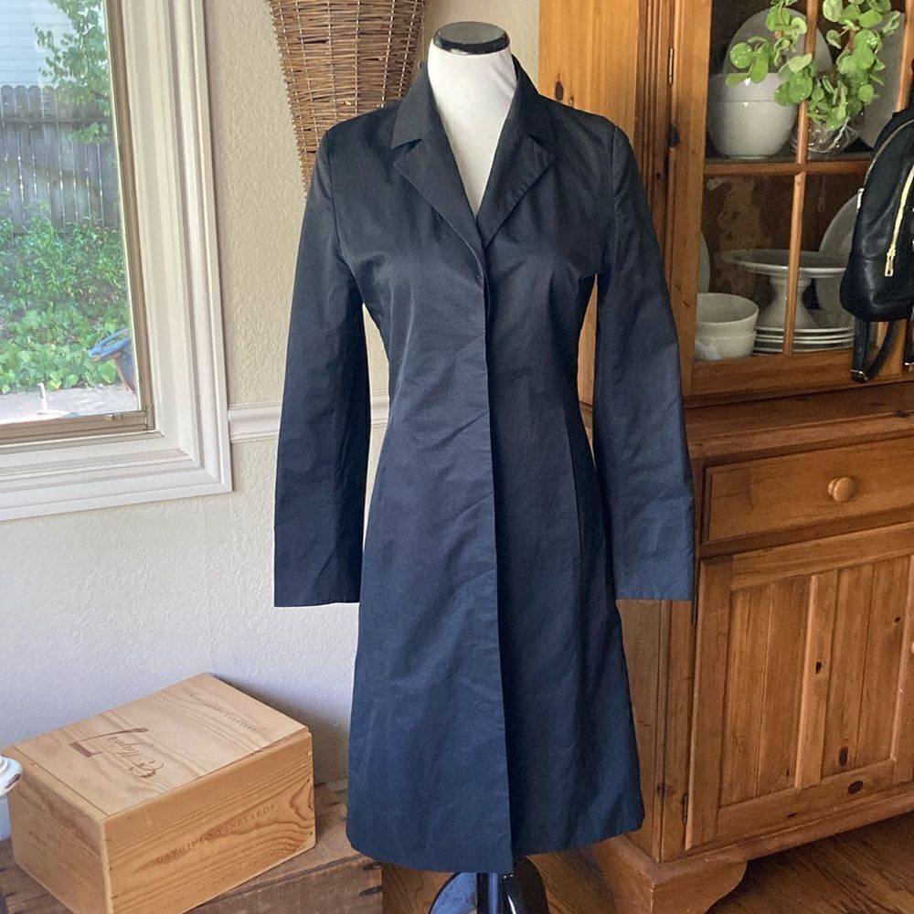 Vintage NL Collection Fully Lined Black Tailored Trench Coat Size 10